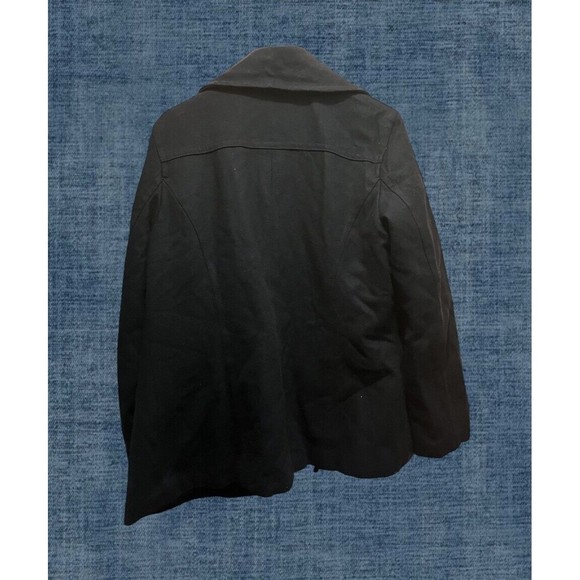 L.O.G.G by H&M Womens Wool Blend Pea Coat Dark Blue NAvy Size 14 - Picture 2 of 4